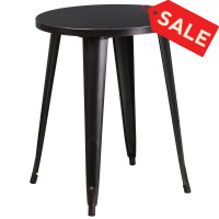 Flash Furniture CH-51080-29-BQ-GG 24'' Round Metal Indoor-Outdoor Table in Black/Antique Gold